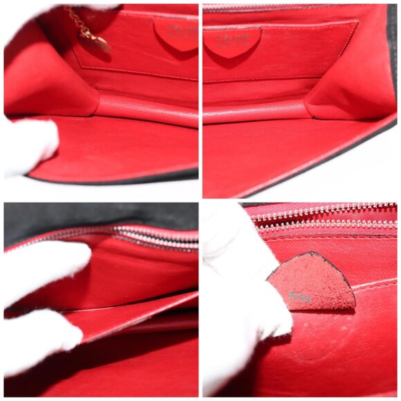 CELINE Hand Bag Suede 2way Black Gold Auth 120904 - Picture 15 of 16